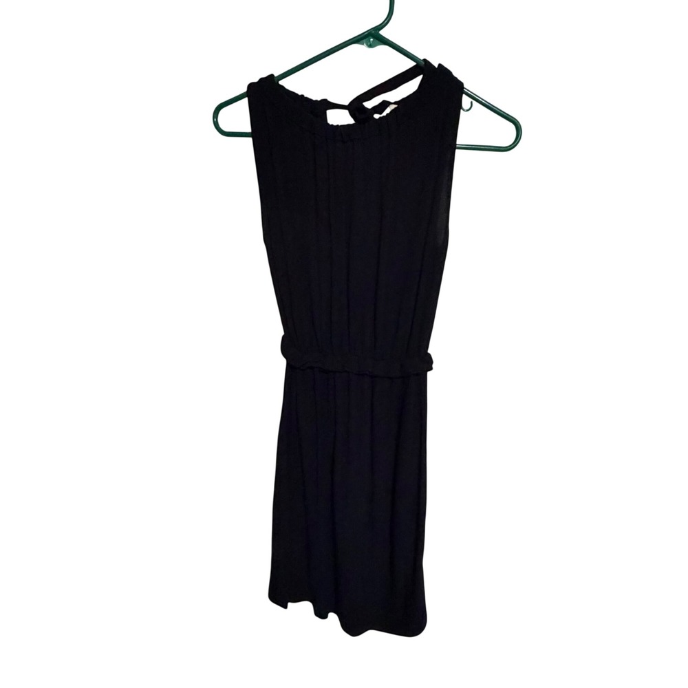 Kate Spade New York Black Sleeveless Tie Back Ruffle Waist Dress Size 2